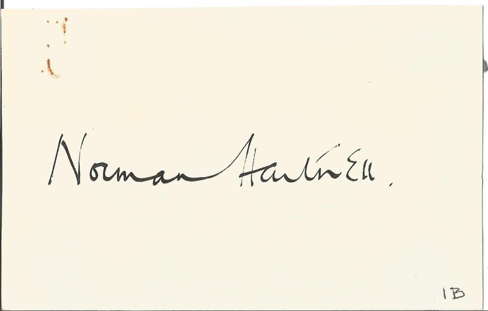 Sir Norman Hartnell signed 6x4 white card. Sir Norman Bishop Hartnell, KCVO (12 June 1901 - 8 June