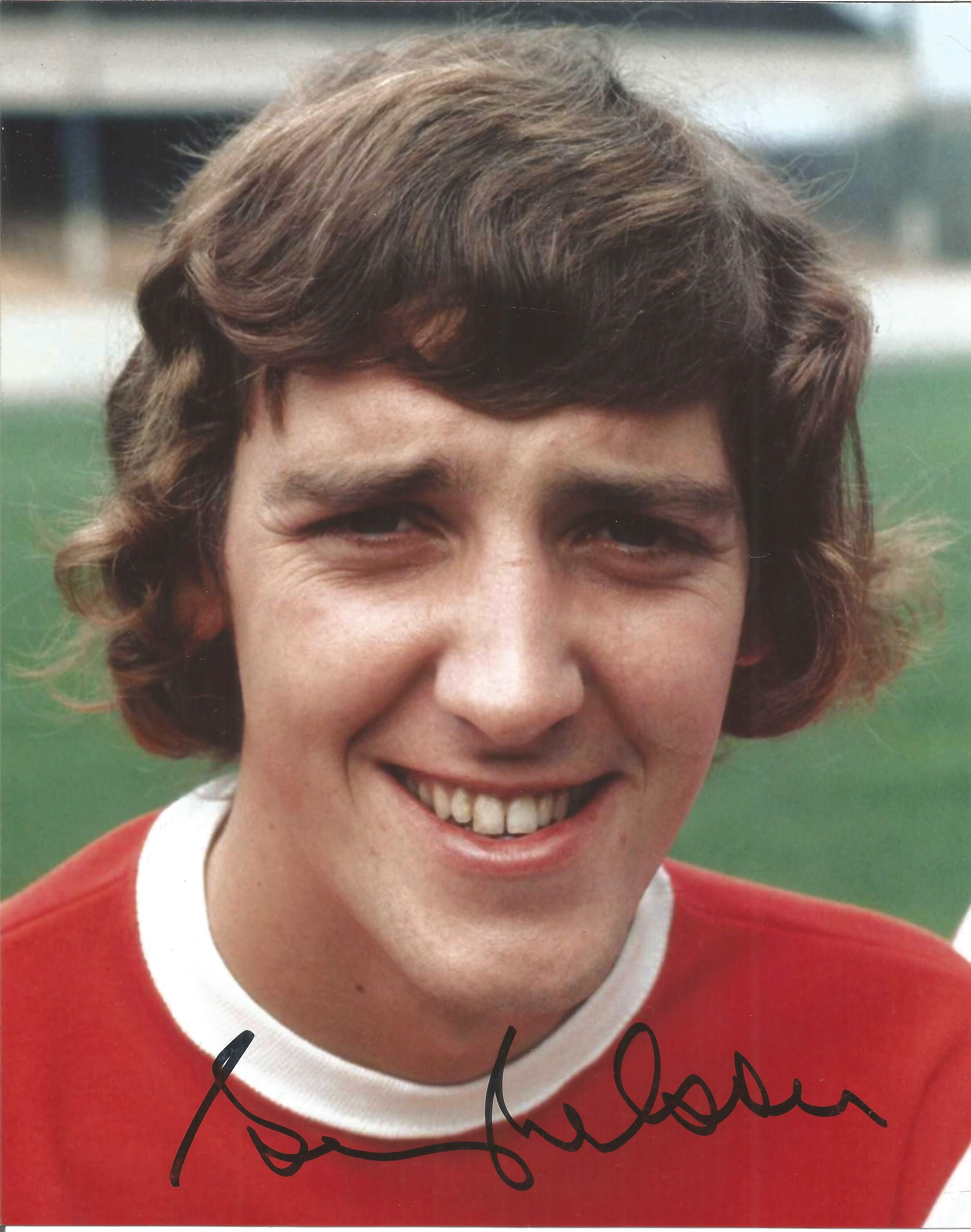 Sammy Nelson Signed 8x10 Arsenal Photo. Good Condition. All autographs are genuine hand signed and