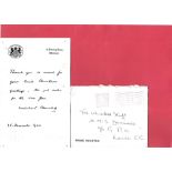Winston Churchill PRINTED note on headed Prime Minister 10 Downing Street Whitehall paper dated 25th