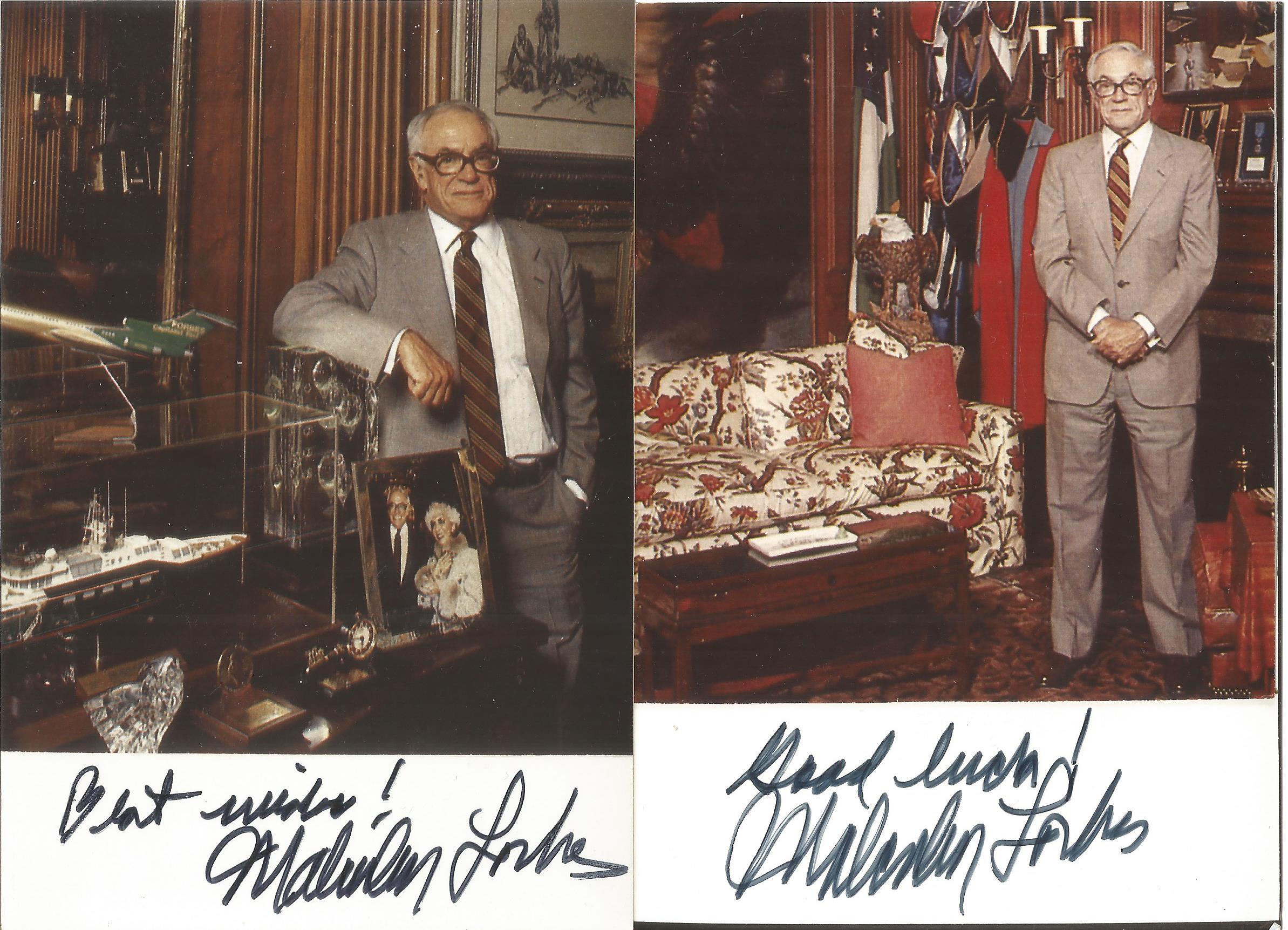 Malcolm Forbes 6x4 colour photo. Signed with best wishes and a Malcom Forbes signature. Malcolm