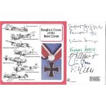 WW2 Knights Cross winners multiple signed cover. Seven Luftwaffe aces all featured on the cover