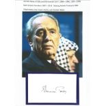 Shimon Peres signed signature piece attached to A4 paper with a 7x8 colour photo also attached to