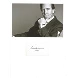 Lord Snowdon signed signature piece attached to A4 card, also attached is a black and white 8x5