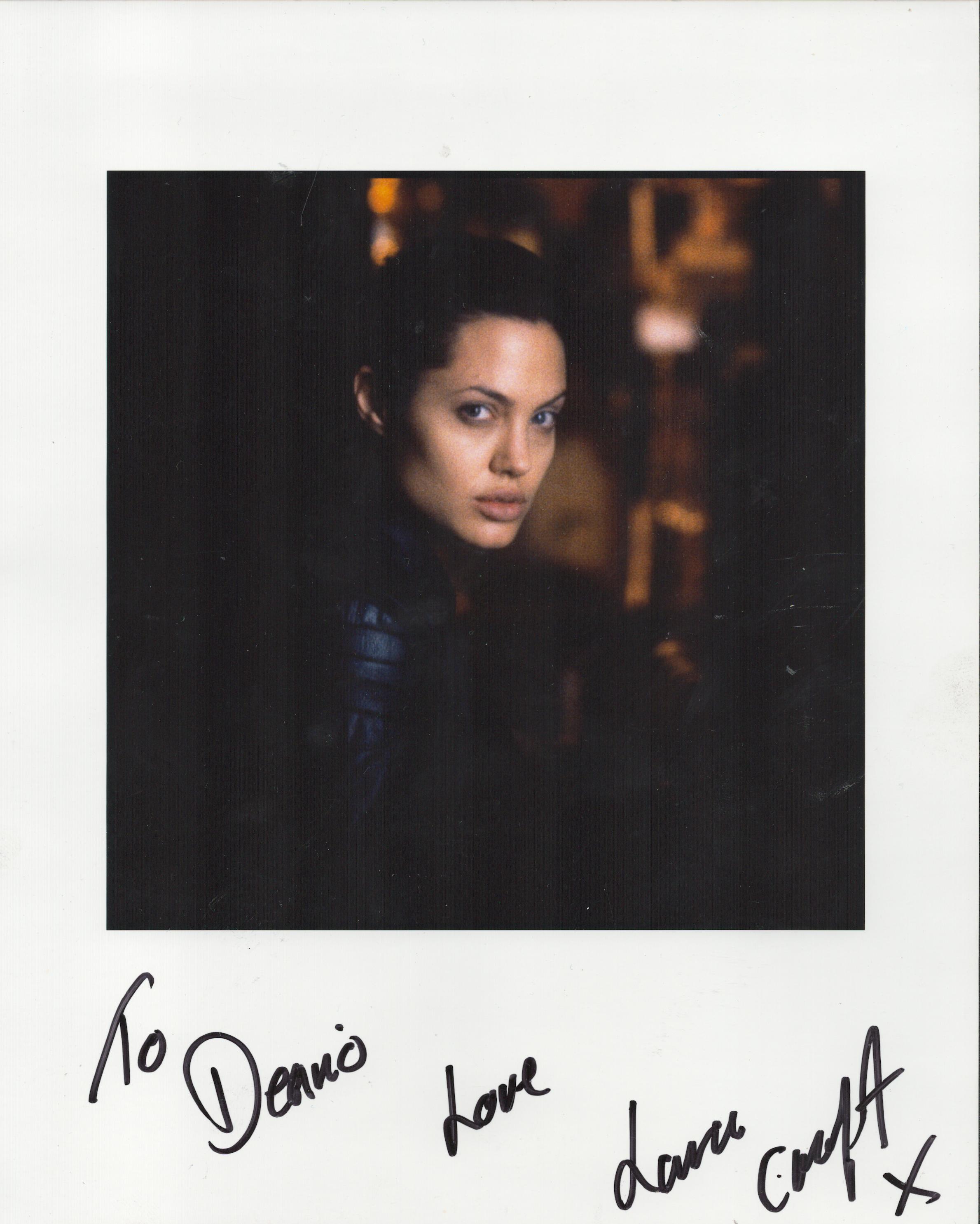 Angelina Jolie 10x8 photograph, signed, dedicated and inscribed as Lara Croft. Good condition. All