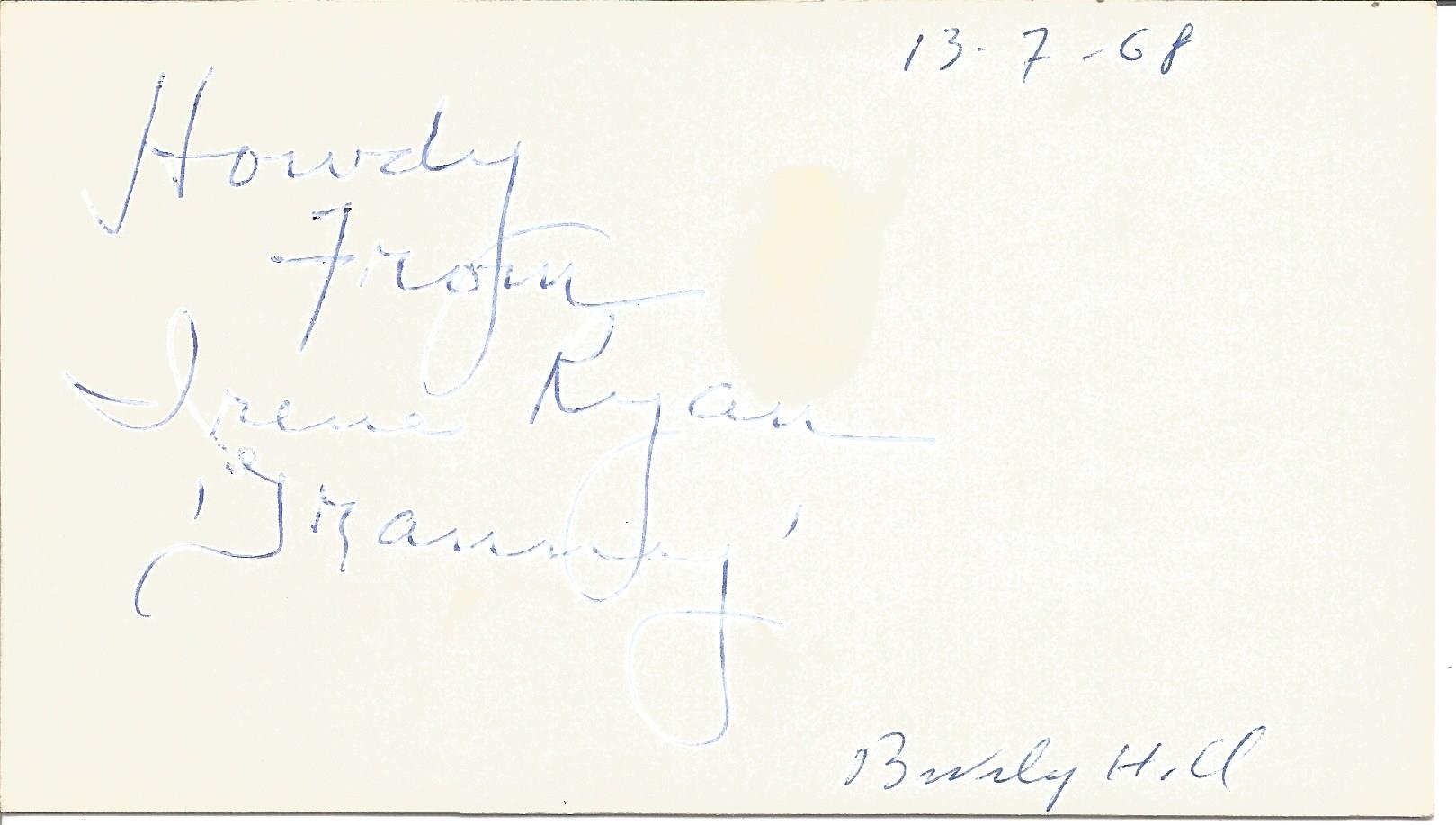 Beverly Hillbillies Irene Ryan signed to clear back of vintage Mario and Francos Terrazza Restaurant