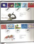 80+ FDC with Stamps and various FDI Postmarks, housed in a WH Smiths First Day Cover Album,