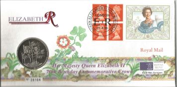 GB Coin FDC PNC with Stamps and FDI Postmark & £5 Commemorative Crown, Her Majesty Queen Elizabeth