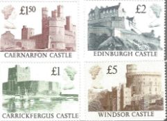 GB Mint Stamps £9+ face value Castles High Value, set of 4 Stamps Includes Carrickfergus Castle £