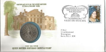 GB Coin FDC PNC with Stamps and FDI Postmark Birthplace of H.M. The Queen Mother St. Pauls, Walden