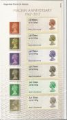 6 x Royal Mail 1st Post & Go Labels with original Definitives alongside, Machin Anniversary 1967-