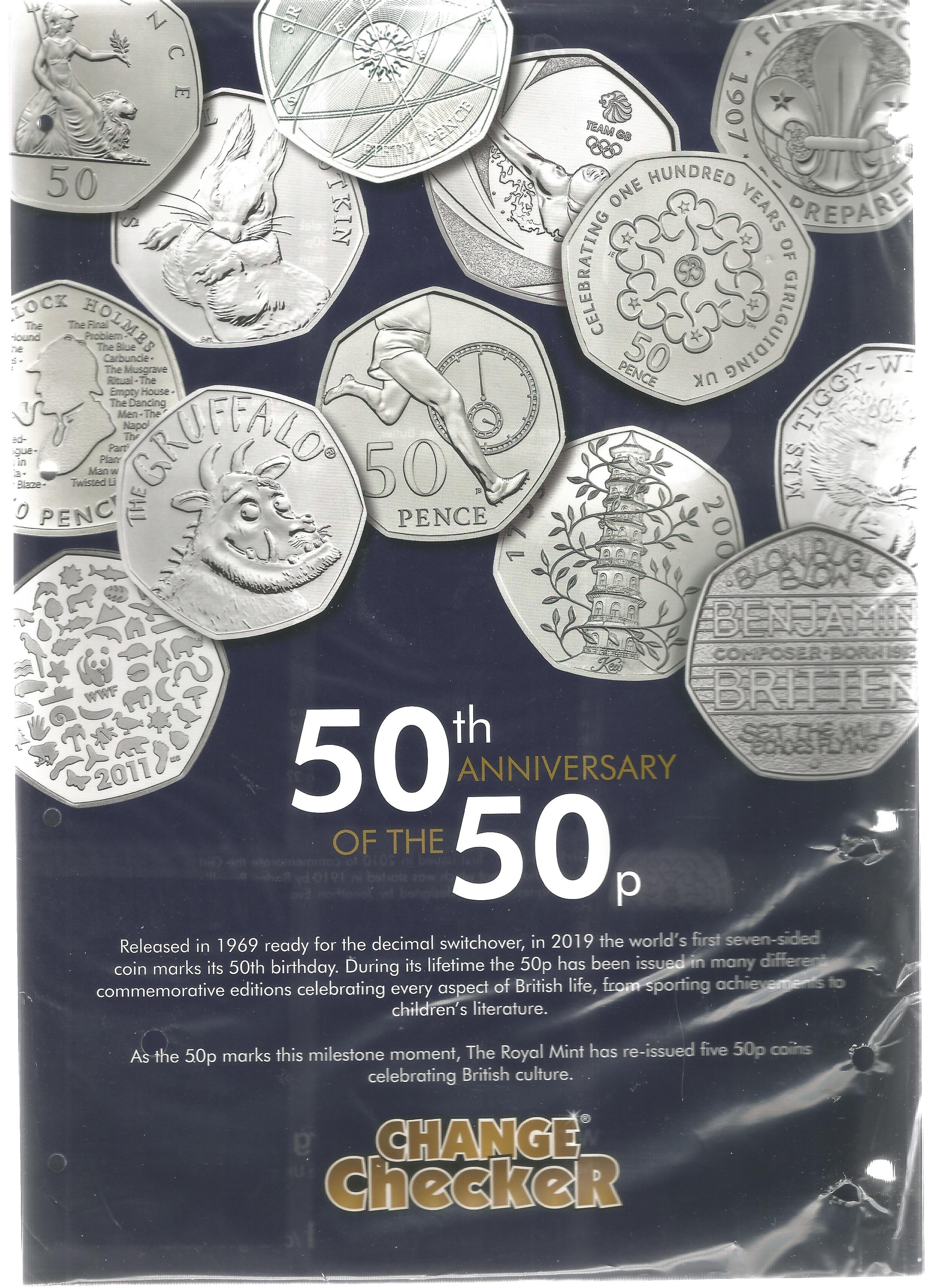 Change Checker Album / Binder with a few Commemorative 50p coins 50th Anniversary of the 50p 2019, - Image 2 of 2