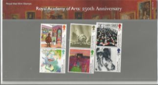 GB mint stamps Presentation Pack no 556 Royal Academy of Arts 250th Anniversary 2018. Good