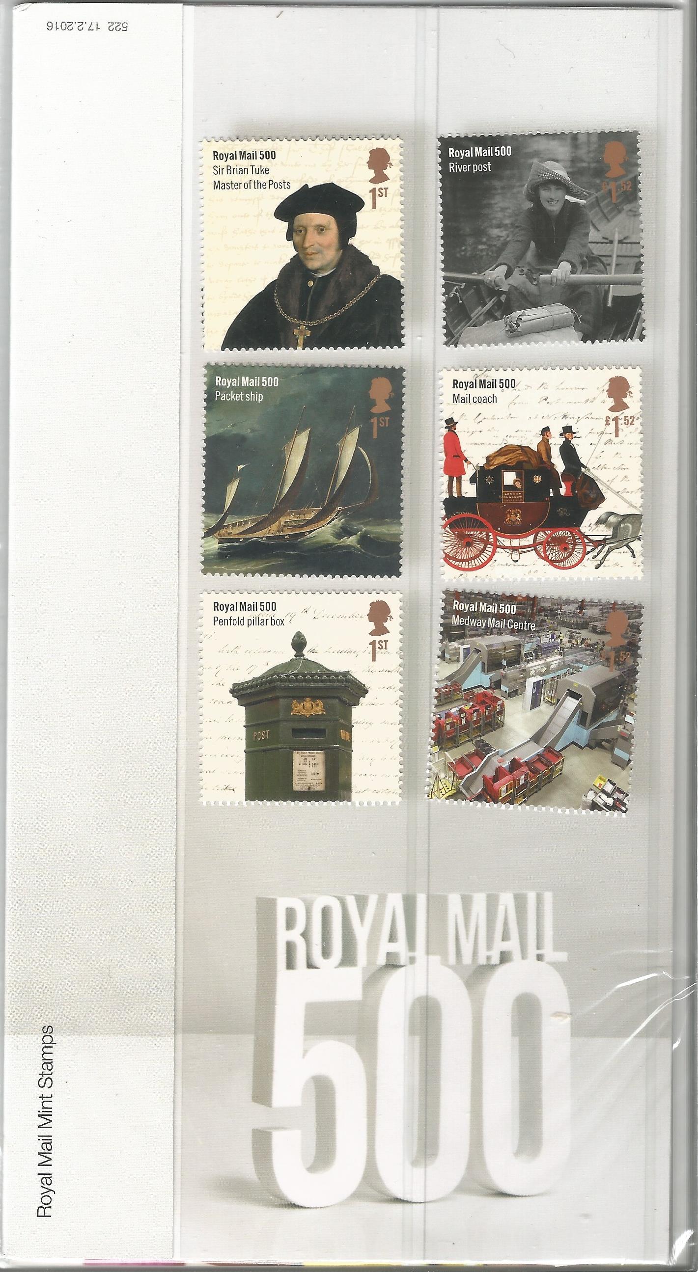 GB mint stamps Presentation Pack no 522 Royal Mail 500 2016. Good condition. We combine postage on