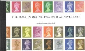 GB mint stamps Prestige Pack The Machin Definitive 50th Anniversary, complete. Good condition. We