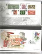 79 FDC with Stamps and various FDI Postmarks, housed in a WH Smiths First Day Cover Album, Including