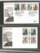 Approx 100 FDC with Stamps and various FDI Postmarks, housed in a WH Smiths First Day Cover Album,