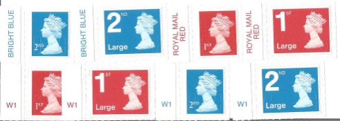 GB mint Stamps Elizabeth II Definitives Colour tab set 1st, 1st Large, 2nd, 2nd Large, Cylinder