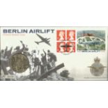 GB Coin FDC PNC with Stamps and FDI Postmark & 50th Anniversary of the Berlin Airlift Medal,