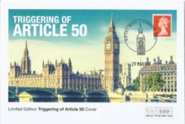 Limited Edition Westminster Triggering of Article 50 Cover with Stamp and FDI Postmark, no 599 of