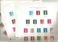 GB Used Stamps 12 Album leaves with 232 Definitive Stamps from 1971 - 1996. Good condition. We