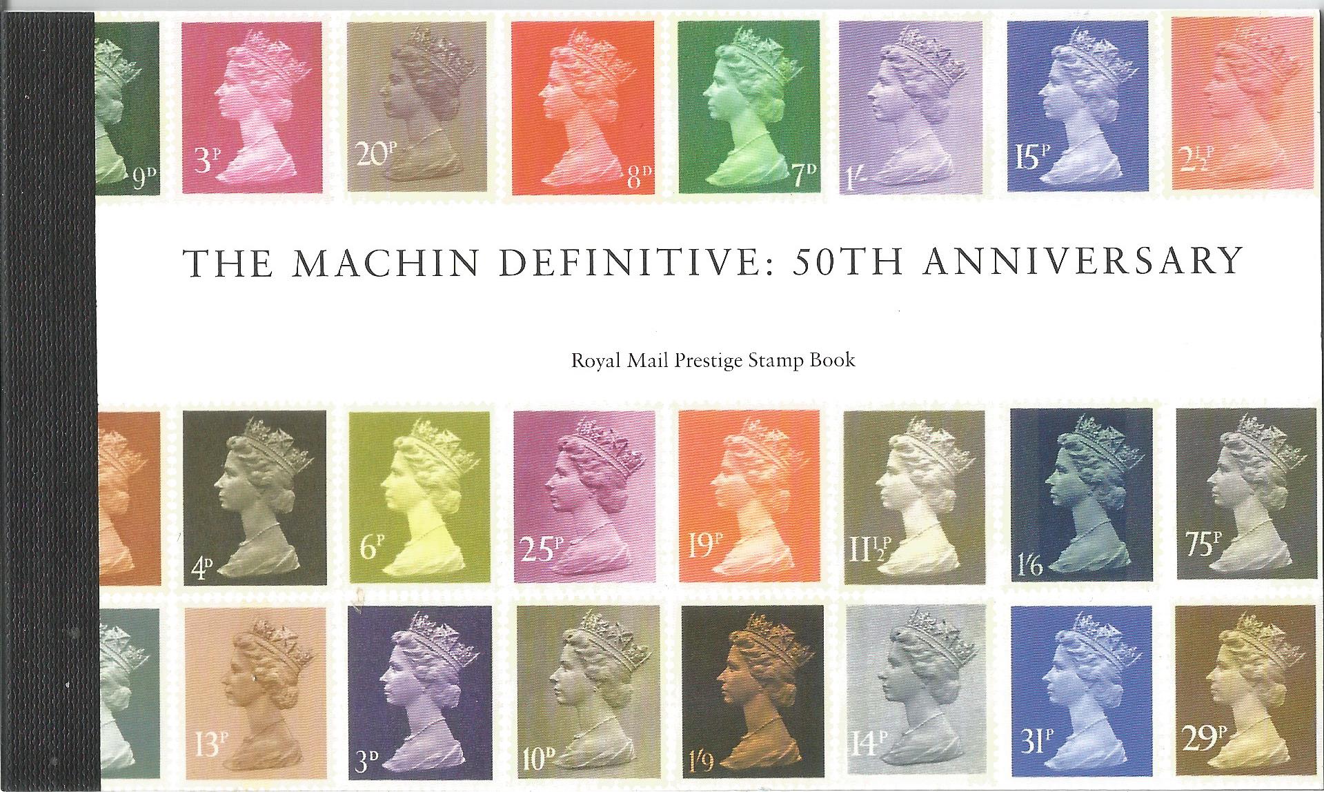 GB mint stamps Prestige Pack The Machin Definitive 50th Anniversary, complete. Good condition. We