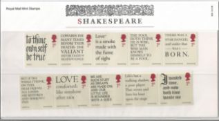 GB mint stamps Presentation Pack no 524 Shakespeare 2016. Good condition. We combine postage on