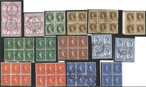 GB Stamps Queen Elizabeth II Early Definitives (Wildings) used Includes, 12 x halfpenny, 10 x one