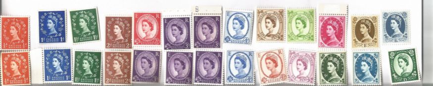 GB mint Stamps Elizabeth II 26 Early Definitives (Wildings) 2 x halfpenny, 2 x one penny, 2 x one