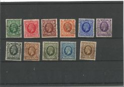 GB Used Stamps 11 George V 1924 Definitives in a Hagner Block, Includes halfpenny, one penny,