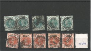 GB Used Stamps Queen Victoria 5 x 1896 Definitives with Army Official (Overstamped), 5 x 1900
