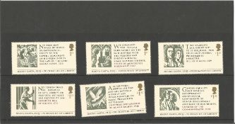 GB mint stamps set of six Magna Carta - Foundation of Liberty Stamps 2 x 1st, 2 x £1.33, 2 x £1. 52.