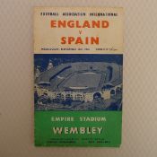 England Football Programme. England v Spain November 30th, 1955, First Floodlit game at Wembley