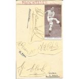 Multi signed Man City album page from 1945/46. Signatures included are Eric Gemmell, Tommy Capel,