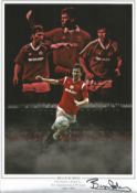 Bryan Robson signed 12x8 colourised montage photo. Good condition. All autographs come with a