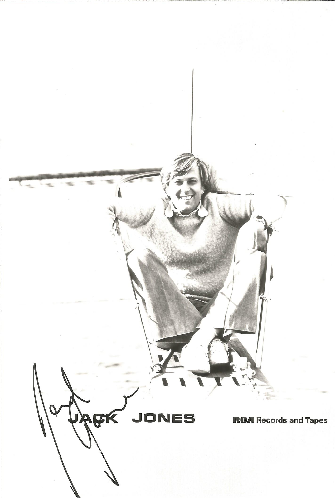 Jack Jones Singer Signed Vintage RCA Records Promo Photo. Good condition. All autographs come with a