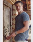 Matt Damon 8x10 photo from the thriller movie The Bourne Identity signed by actor Matt Damon. Good