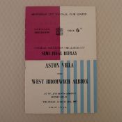 Vintage football programme. FA Cup Semi Final Replay 1957 - Aston Villa v West Bromwich Albion at St