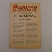 Vintage football programme. Charlton Athletic v Arsenal December 11th, 1948, football programme in