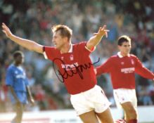 Nottingham Forest striker Lee Chapman signed 8x10 photo. Good condition. All autographs come with