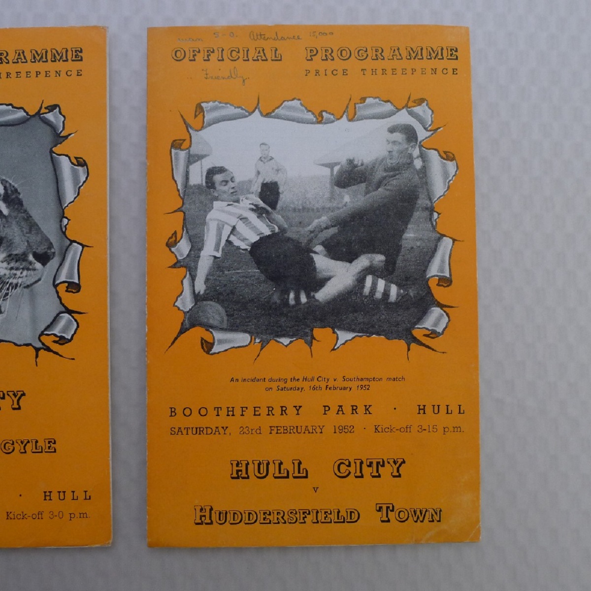Vintage Football Programmes. 3 x Hull City 1952 football programmes comprising v Huddersfield Town - Image 3 of 4
