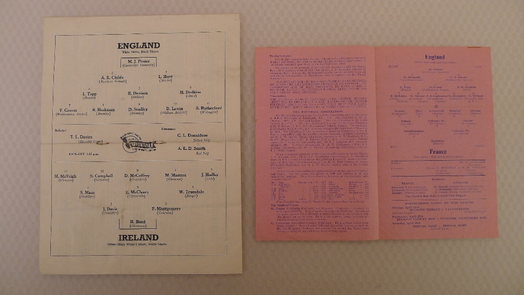 International Football Programmes. 3 x England Amateur 1950s International football programmes - Image 4 of 5