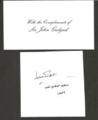 Sir John Gielgud small signature piece. Good condition. All autographs come with a Certificate of