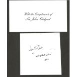 Sir John Gielgud small signature piece. Good condition. All autographs come with a Certificate of