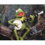 Kermit the Frog, lovely 8x10 photo signed by Kermit's voice, actor Steve Whitmire. Good condition.