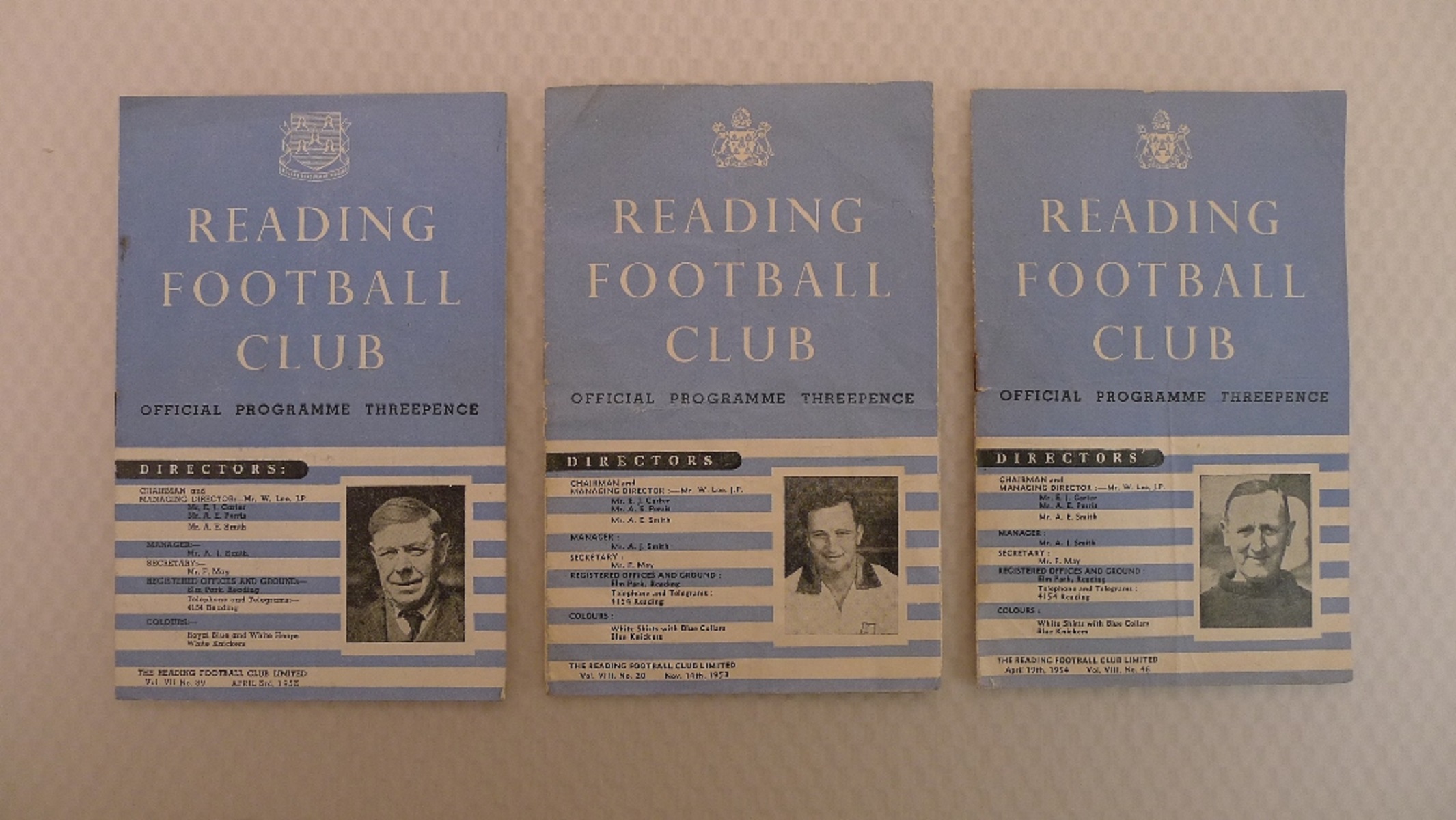 Vintage Football Programmes. 3 x Reading 1953 / 54 football programmes comprising v Torquay April