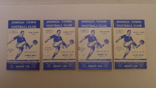 Vintage Football Programmes. 4 x Ipswich Town 1957 football programmes comprising v Plymouth April