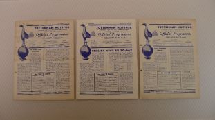 Vintage Football Programmes. 3 x Tottenham Hotspur 1953 football programmes comprising v Burnley
