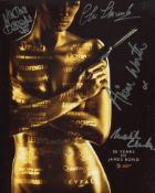 007 James Bond multi signed 8x10 photo signed by FIVE actors who were in the Bond movies in