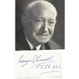 Manny Shinwell(1884 1996) Politician Signed Card With Photo. Good condition. All autographs come
