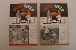 Vintage Football Programmes. 2 x Manchester United v Derby County 1951 football programmes